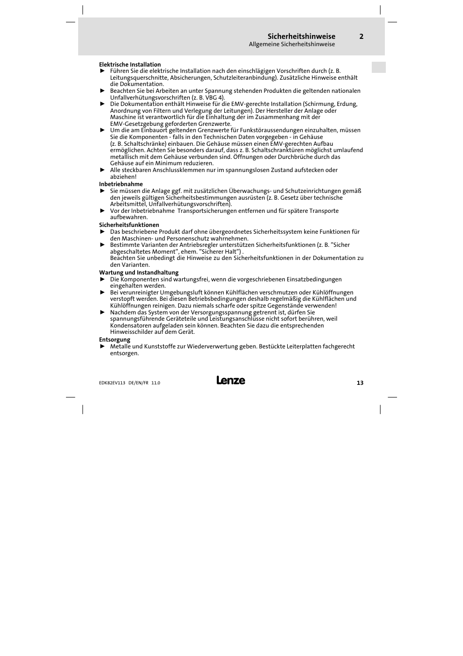 Lenze E82EV 8200 User Manual | Page 13 / 246