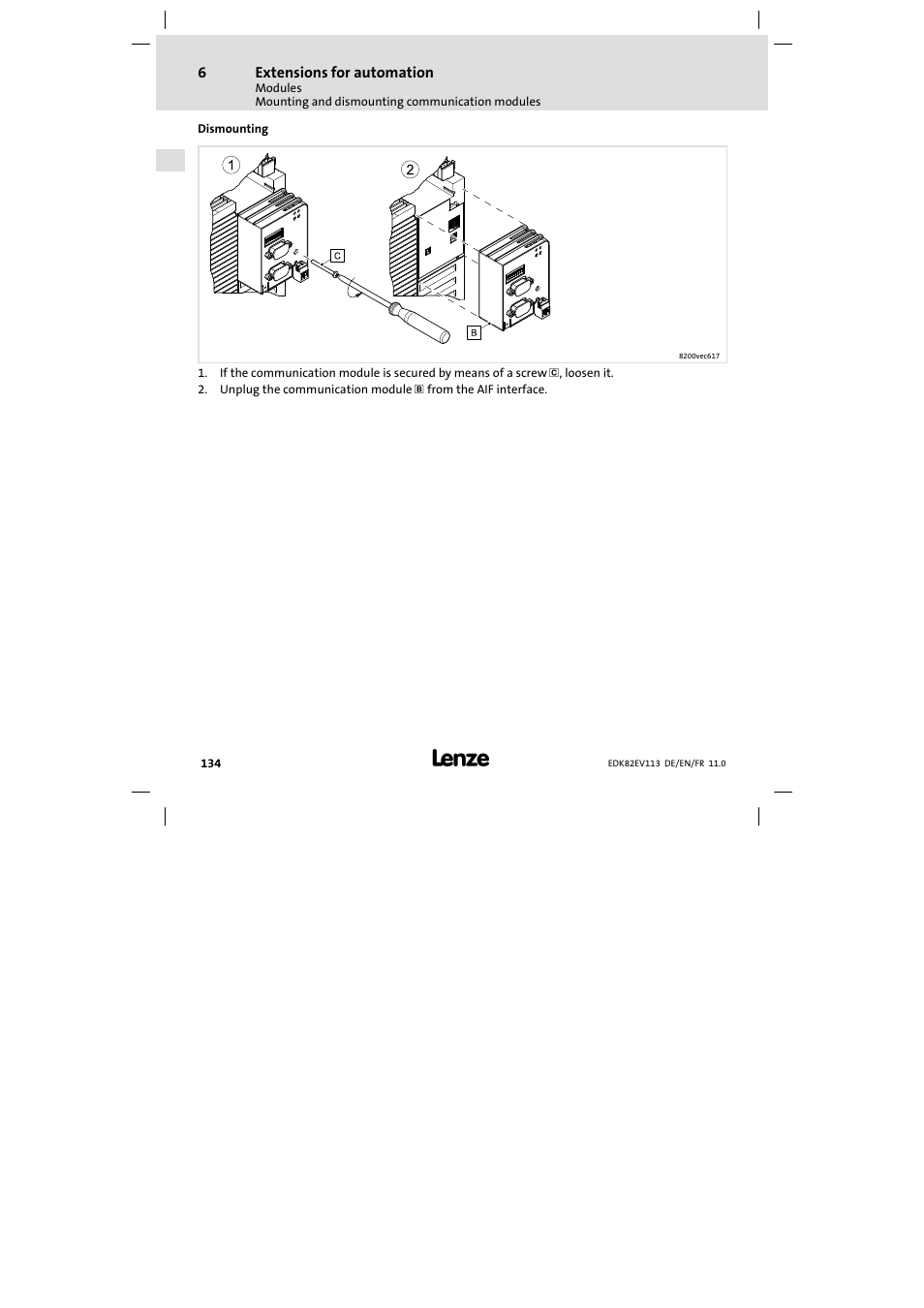 Lenze E82EV 8200 User Manual | Page 134 / 246