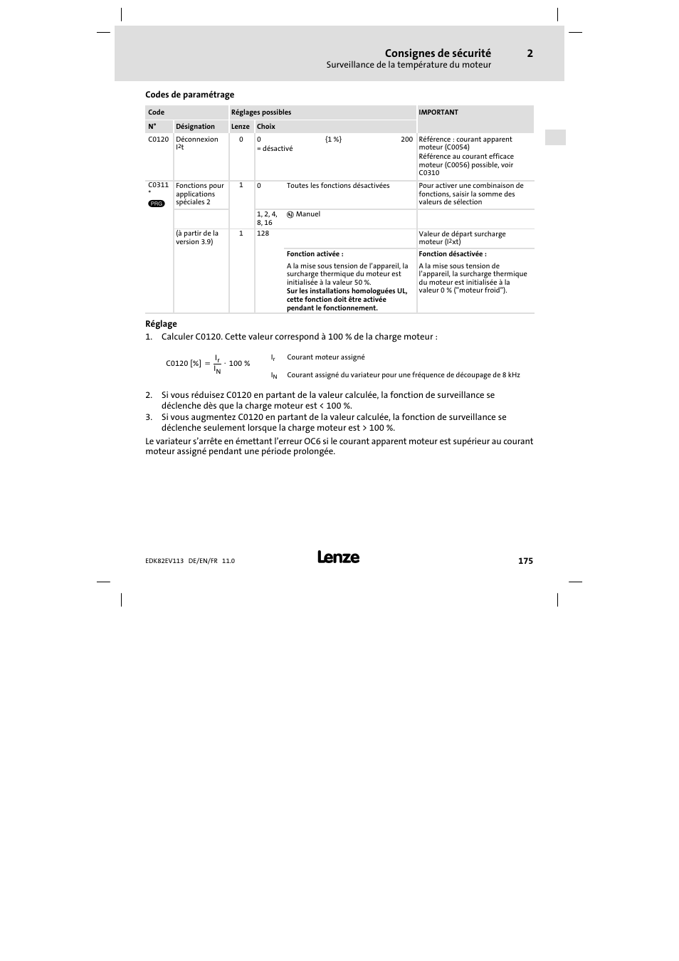 Consignes de sécurité | Lenze E82EV 8200 User Manual | Page 175 / 246