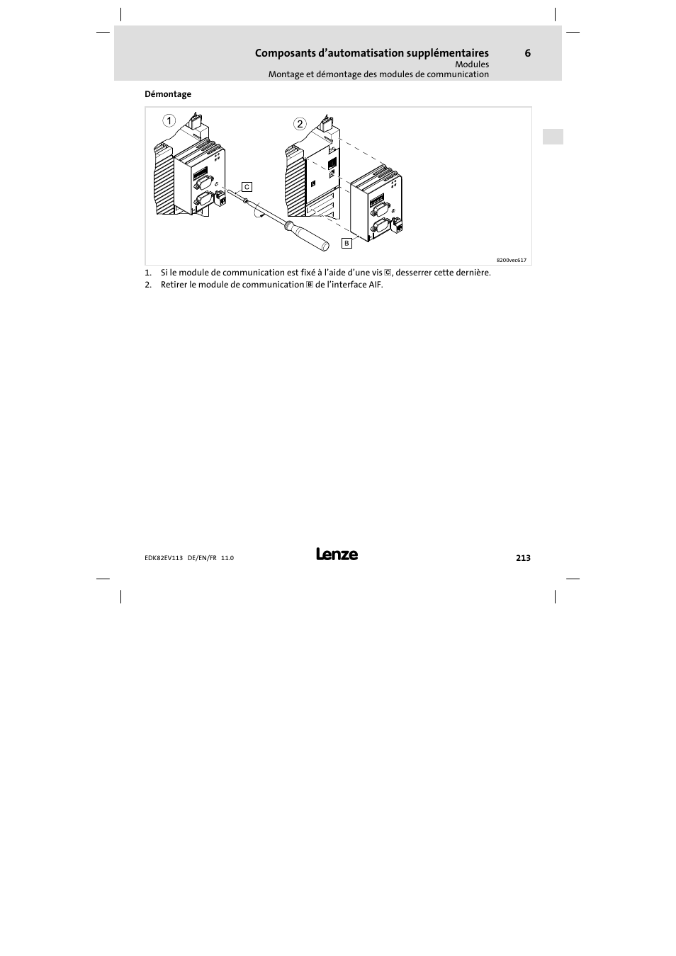 Lenze E82EV 8200 User Manual | Page 213 / 246