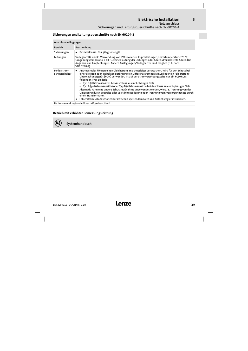 Elektrische installation | Lenze E82EV 8200 User Manual | Page 39 / 246