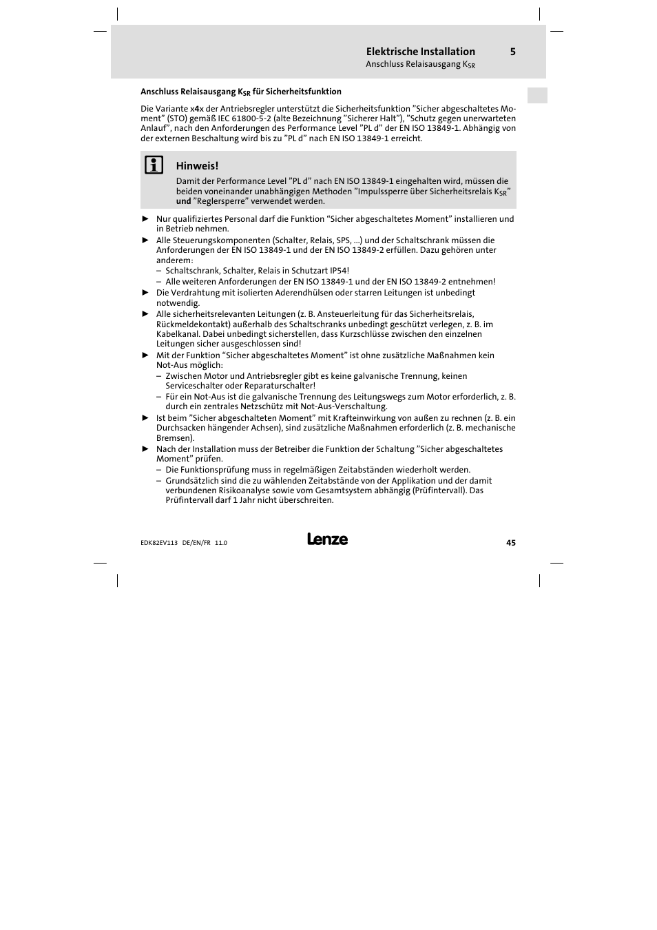 Lenze E82EV 8200 User Manual | Page 45 / 246