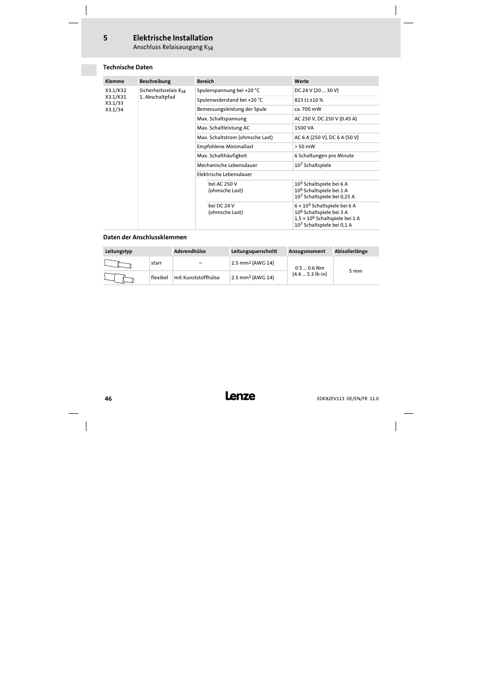 Elektrische installation | Lenze E82EV 8200 User Manual | Page 46 / 246