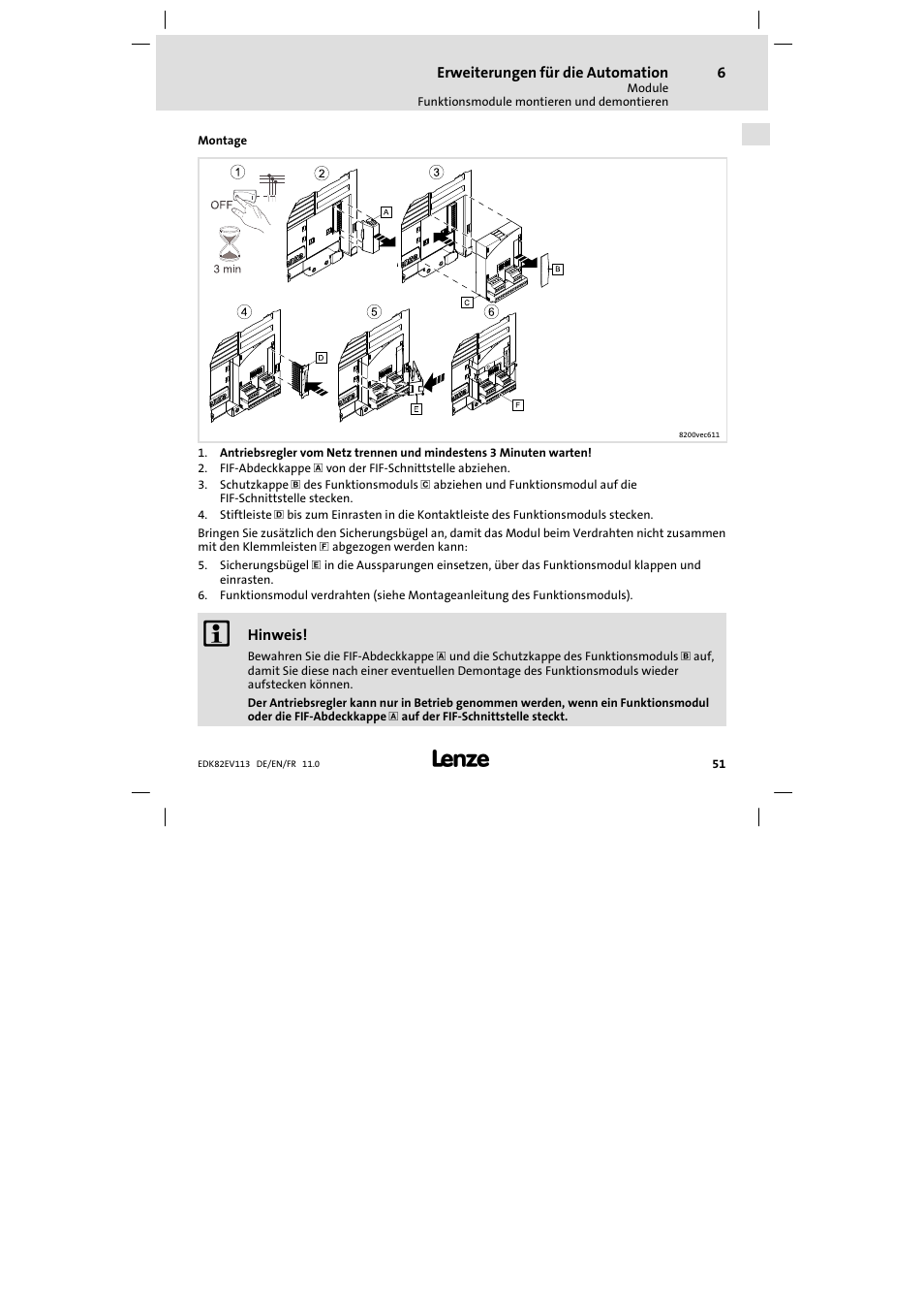 Lenze E82EV 8200 User Manual | Page 51 / 246