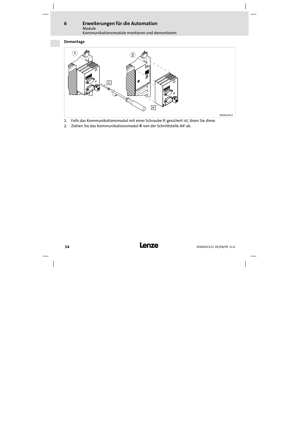Lenze E82EV 8200 User Manual | Page 54 / 246