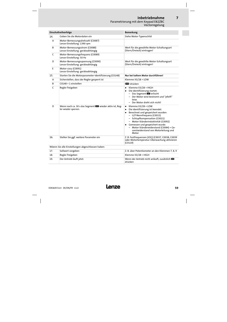 Inbetriebnahme | Lenze E82EV 8200 User Manual | Page 59 / 246