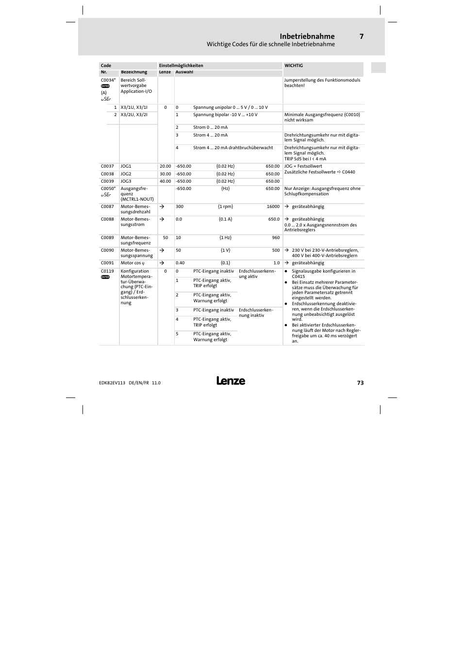 Inbetriebnahme | Lenze E82EV 8200 User Manual | Page 73 / 246