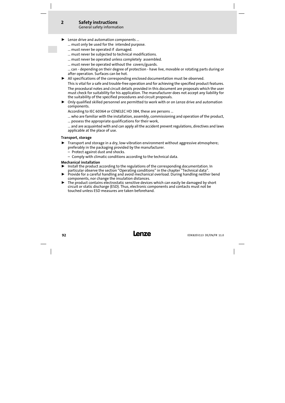Lenze E82EV 8200 User Manual | Page 92 / 246