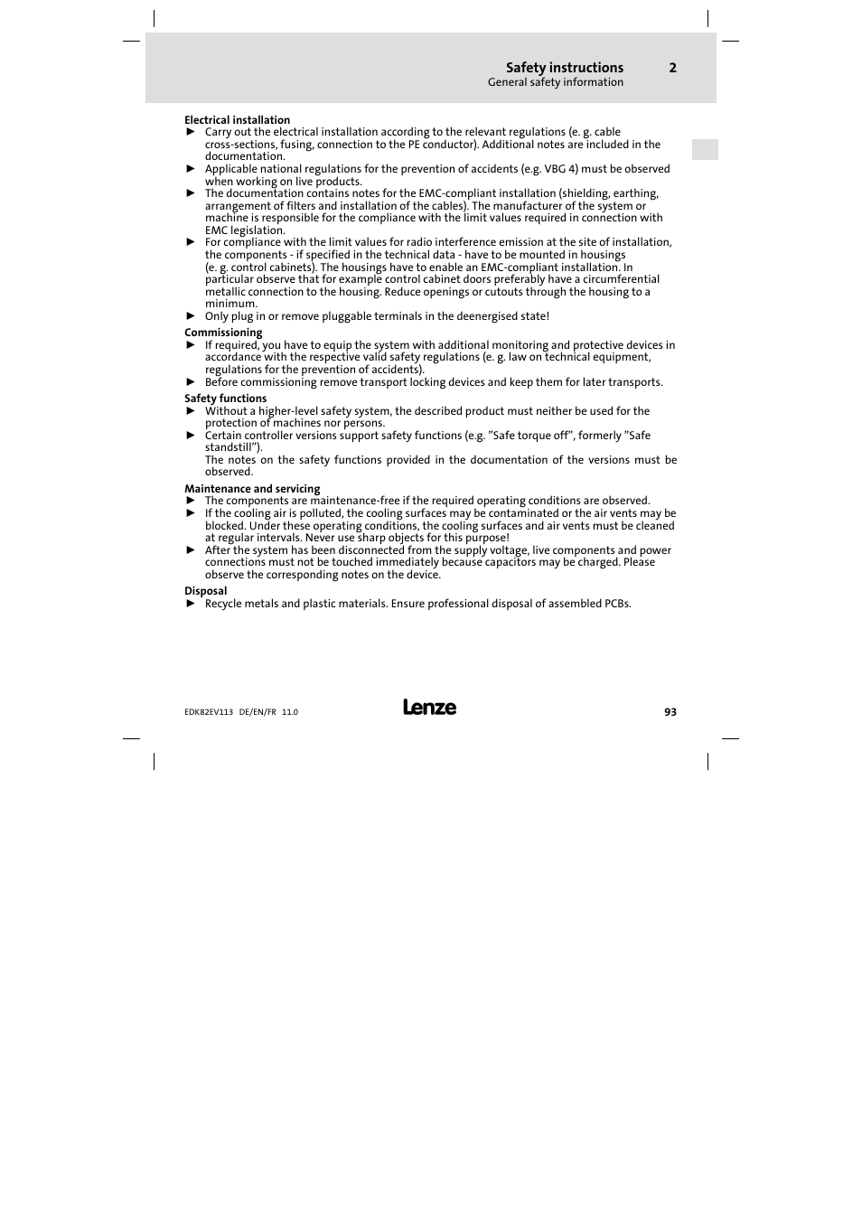 Lenze E82EV 8200 User Manual | Page 93 / 246