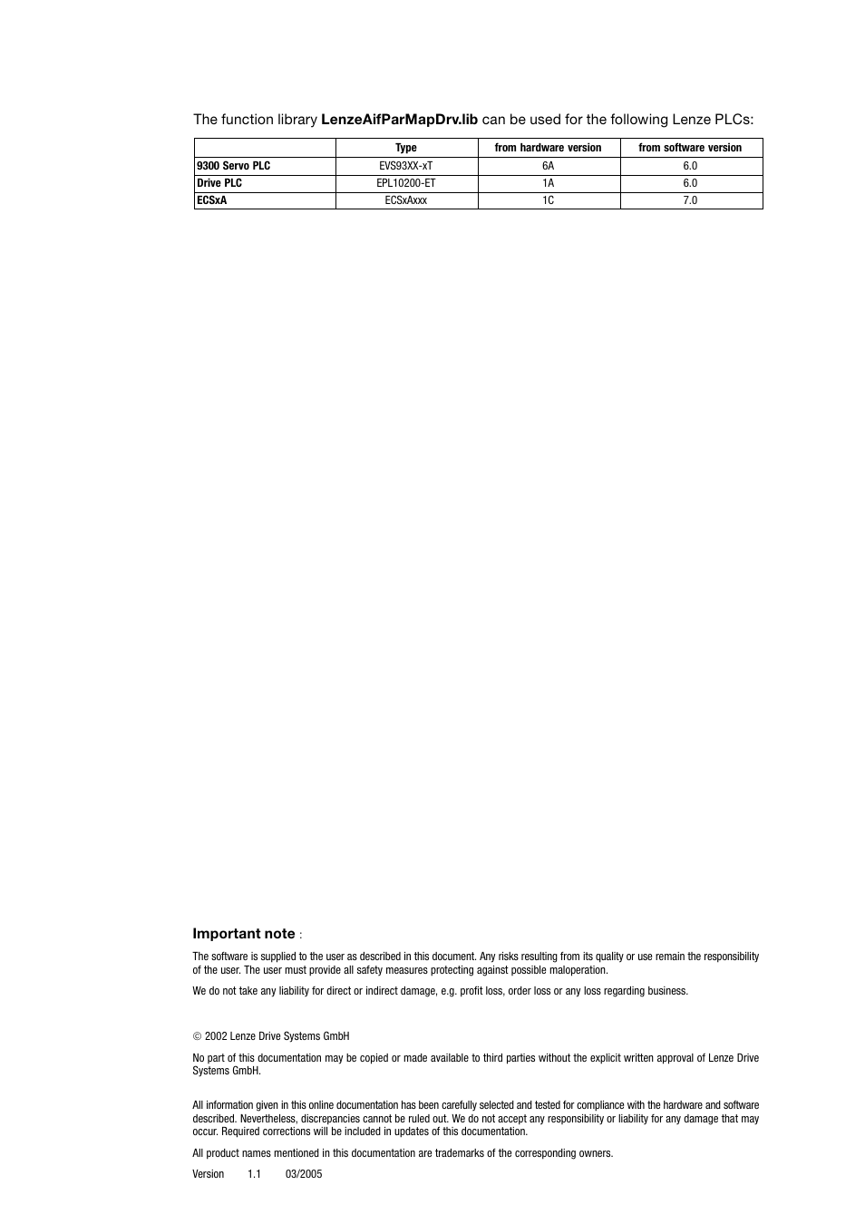 This function library can be used for | Lenze DDS Global Drive PLC Developer Studio User Manual | Page 2 / 14