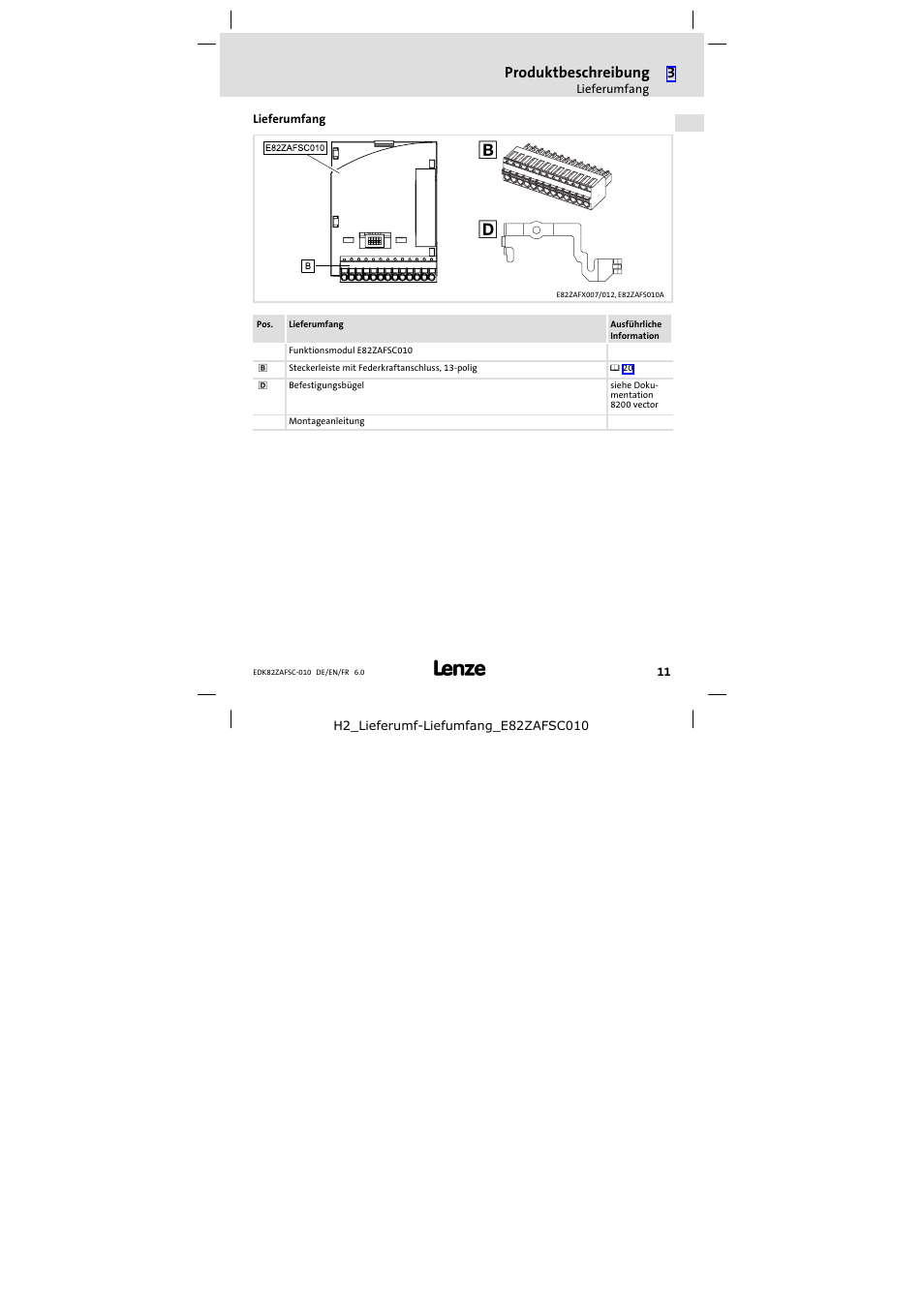Lieferumfang | Lenze E82ZAFSC010 User Manual | Page 11 / 71