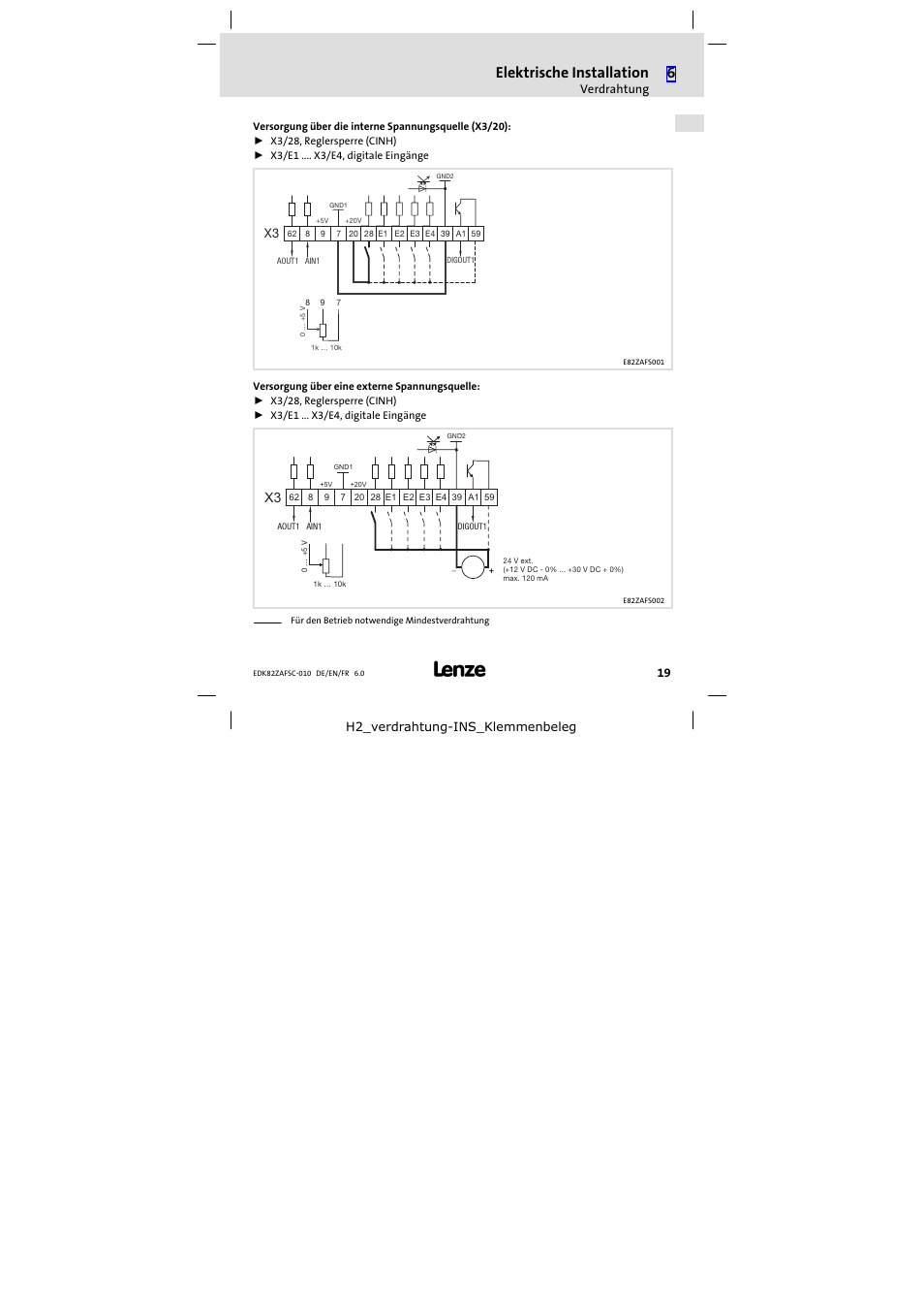 Elektrische installation | Lenze E82ZAFSC010 User Manual | Page 19 / 71