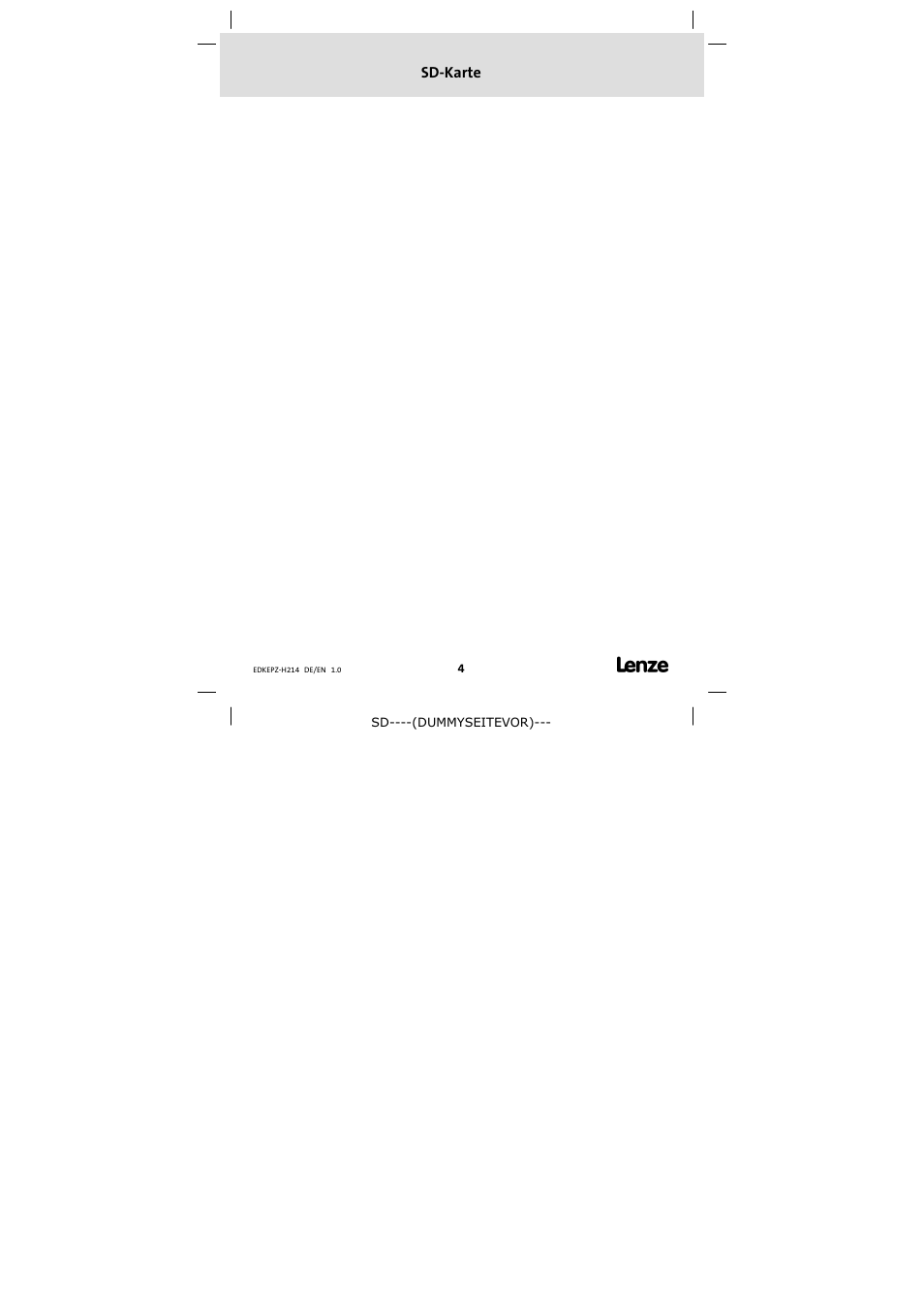 Sd−karte | Lenze EPZ-H214 User Manual | Page 4 / 8