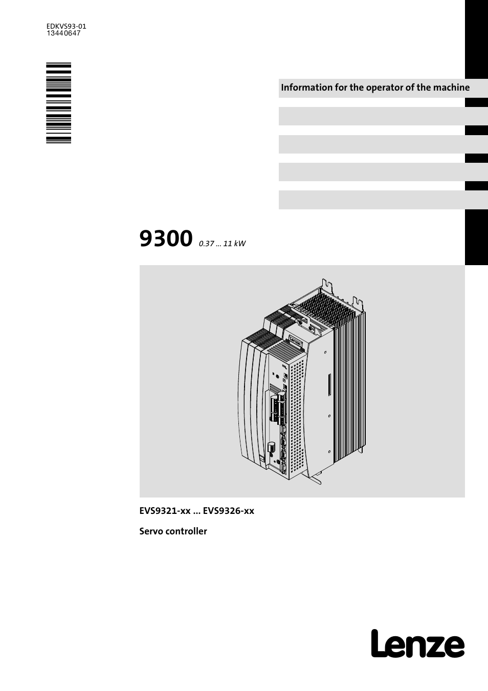 Lenze 9300 0.37kW-11kW User Manual | 46 pages