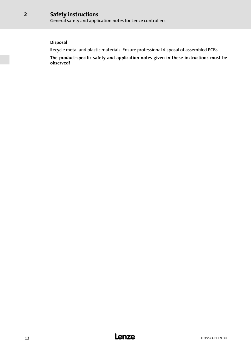 Lenze 9300 0.37kW-11kW User Manual | Page 12 / 46