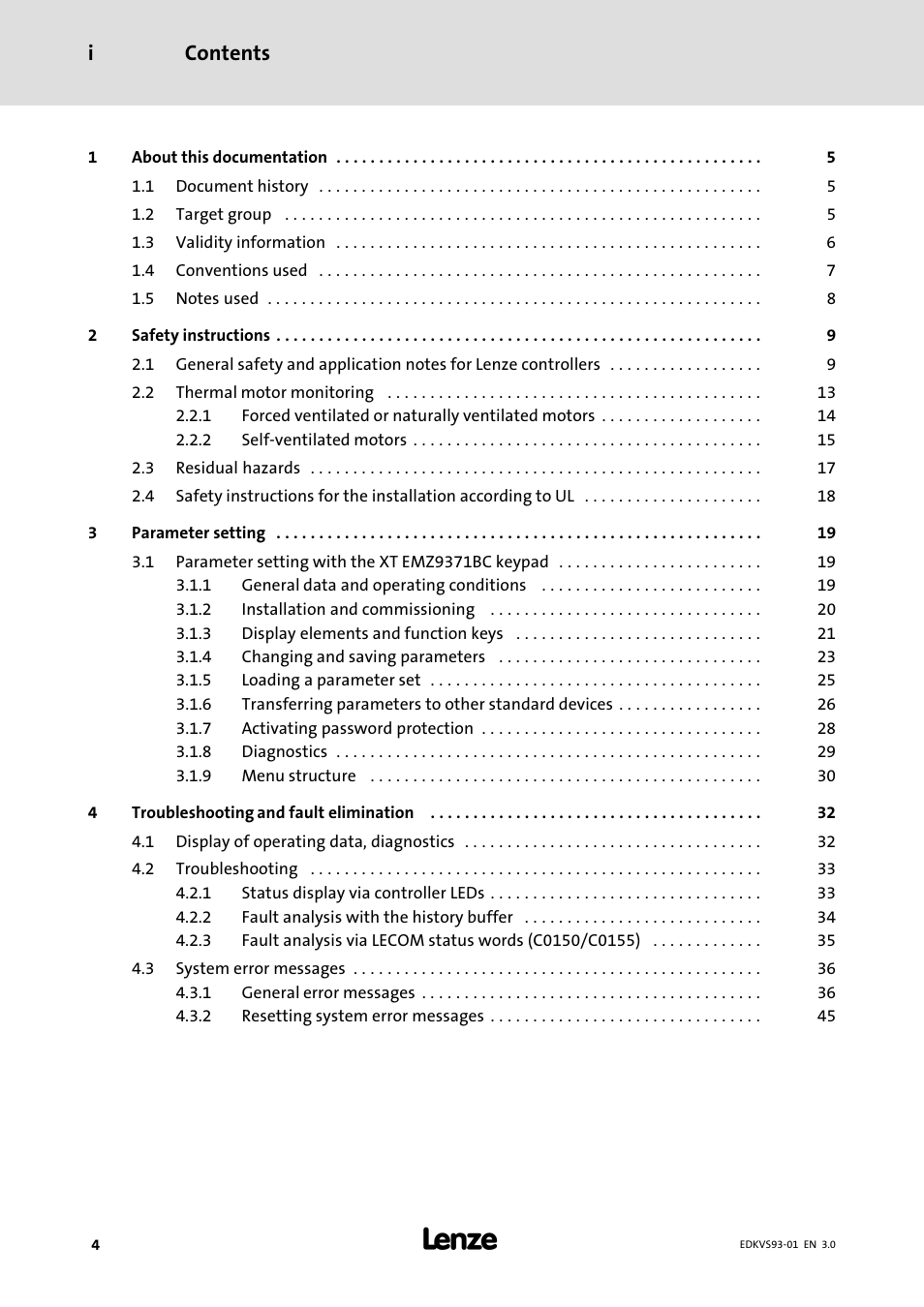Lenze 9300 0.37kW-11kW User Manual | Page 4 / 46