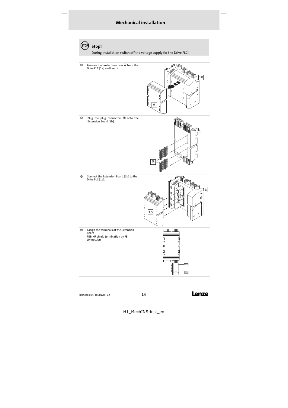 Mechanical installation | Lenze EPZ-10203 User Manual | Page 14 / 29
