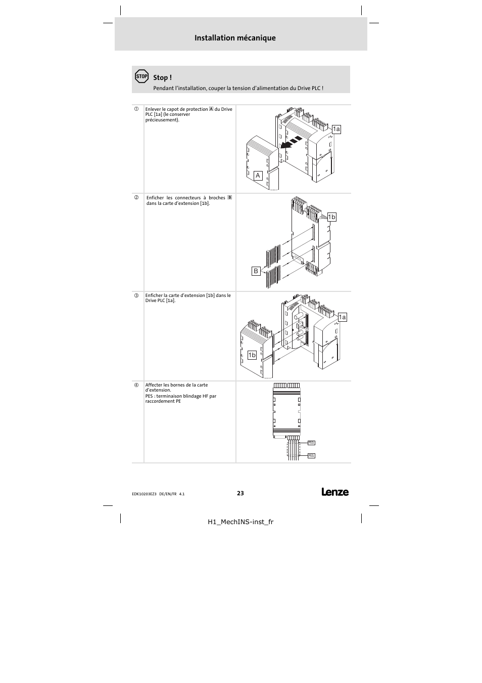 Installation mécanique | Lenze EPZ-10203 User Manual | Page 23 / 29