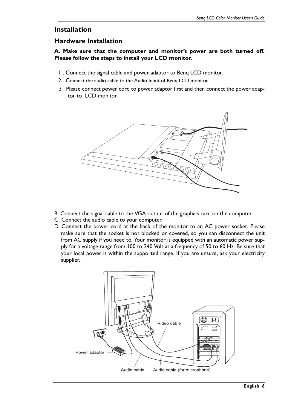 Installation | BenQ FP781 User Manual | Page 7 / 23