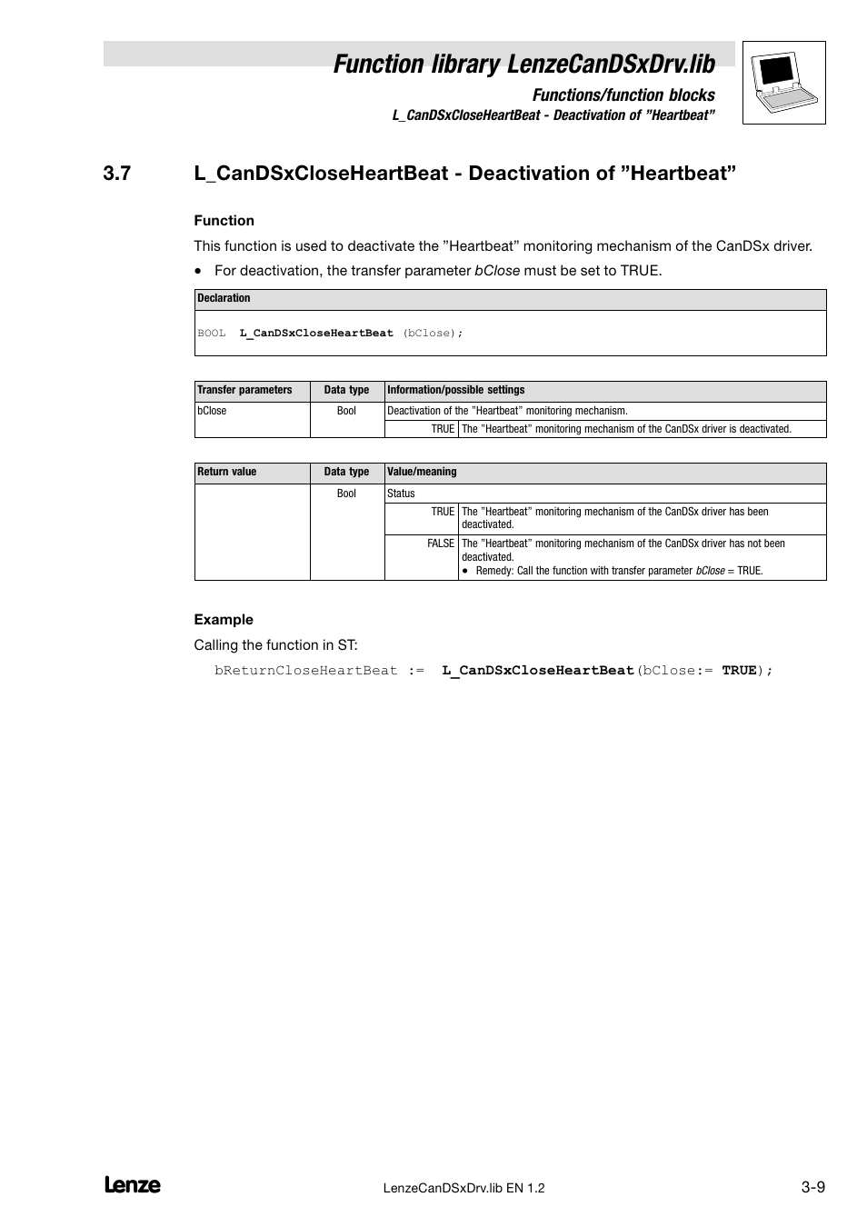 Function library lenzecandsxdrv.lib, Functions/function blocks | Lenze DDS Global Drive PLC Developer Studio User Manual | Page 21 / 26