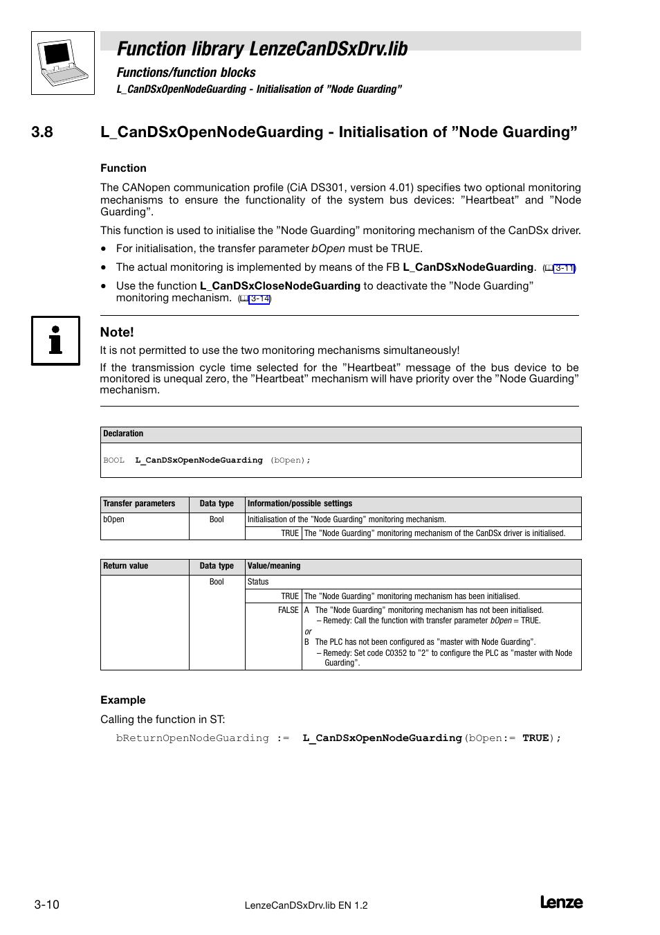 Function library lenzecandsxdrv.lib, Functions/function blocks | Lenze DDS Global Drive PLC Developer Studio User Manual | Page 22 / 26