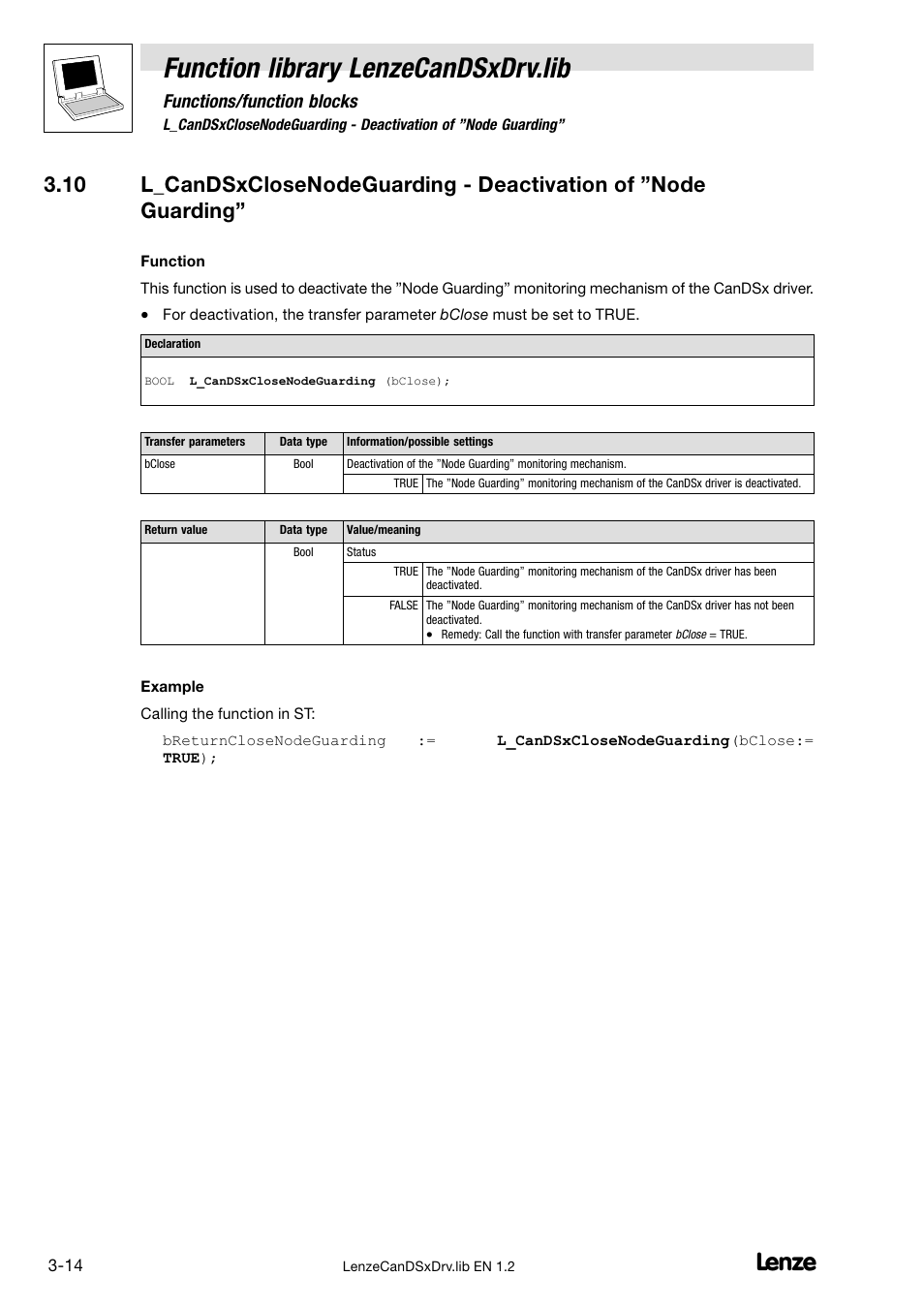 Function library lenzecandsxdrv.lib, Functions/function blocks | Lenze DDS Global Drive PLC Developer Studio User Manual | Page 26 / 26