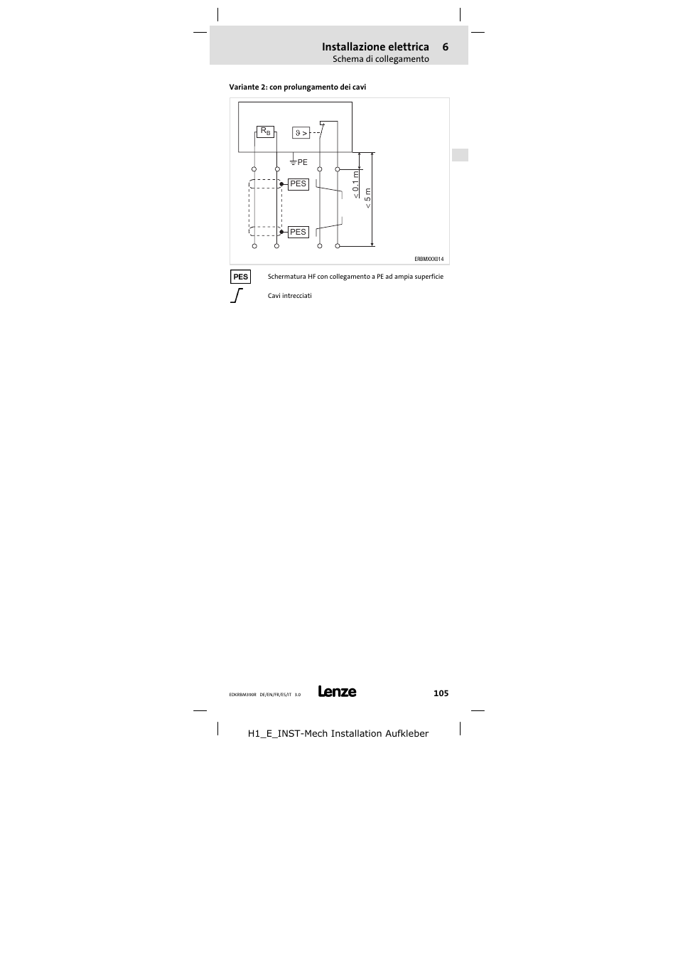 Installazione elettrica | Lenze ERBMxxxRxxxW User Manual | Page 105 / 108