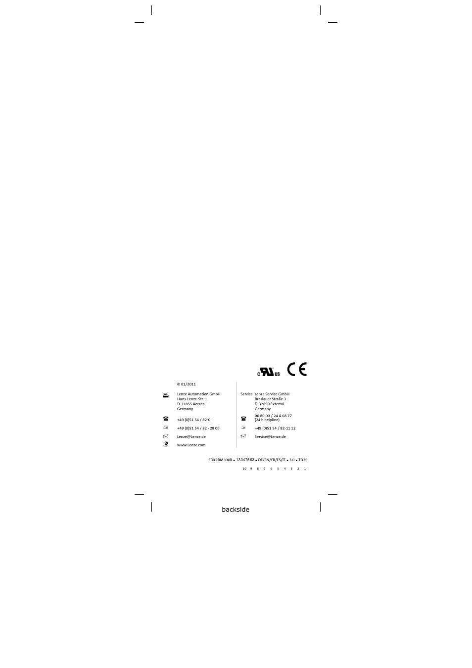 Lenze ERBMxxxRxxxW User Manual | Page 108 / 108