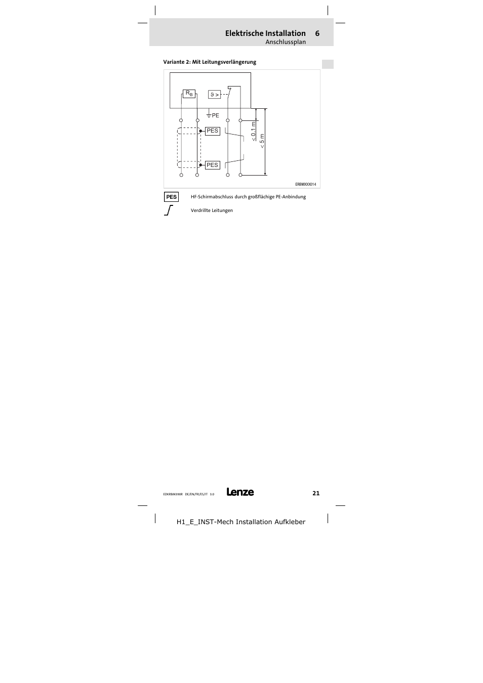 Elektrische installation | Lenze ERBMxxxRxxxW User Manual | Page 21 / 108