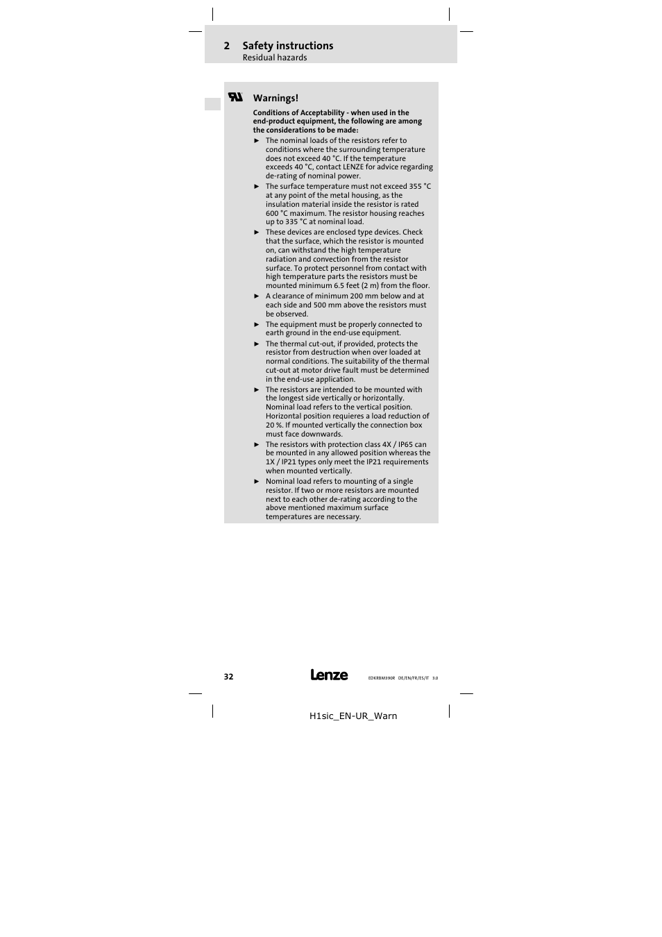 2safety instructions | Lenze ERBMxxxRxxxW User Manual | Page 32 / 108