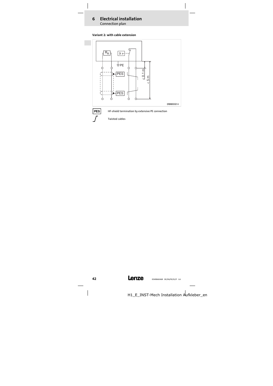 6electrical installation | Lenze ERBMxxxRxxxW User Manual | Page 42 / 108