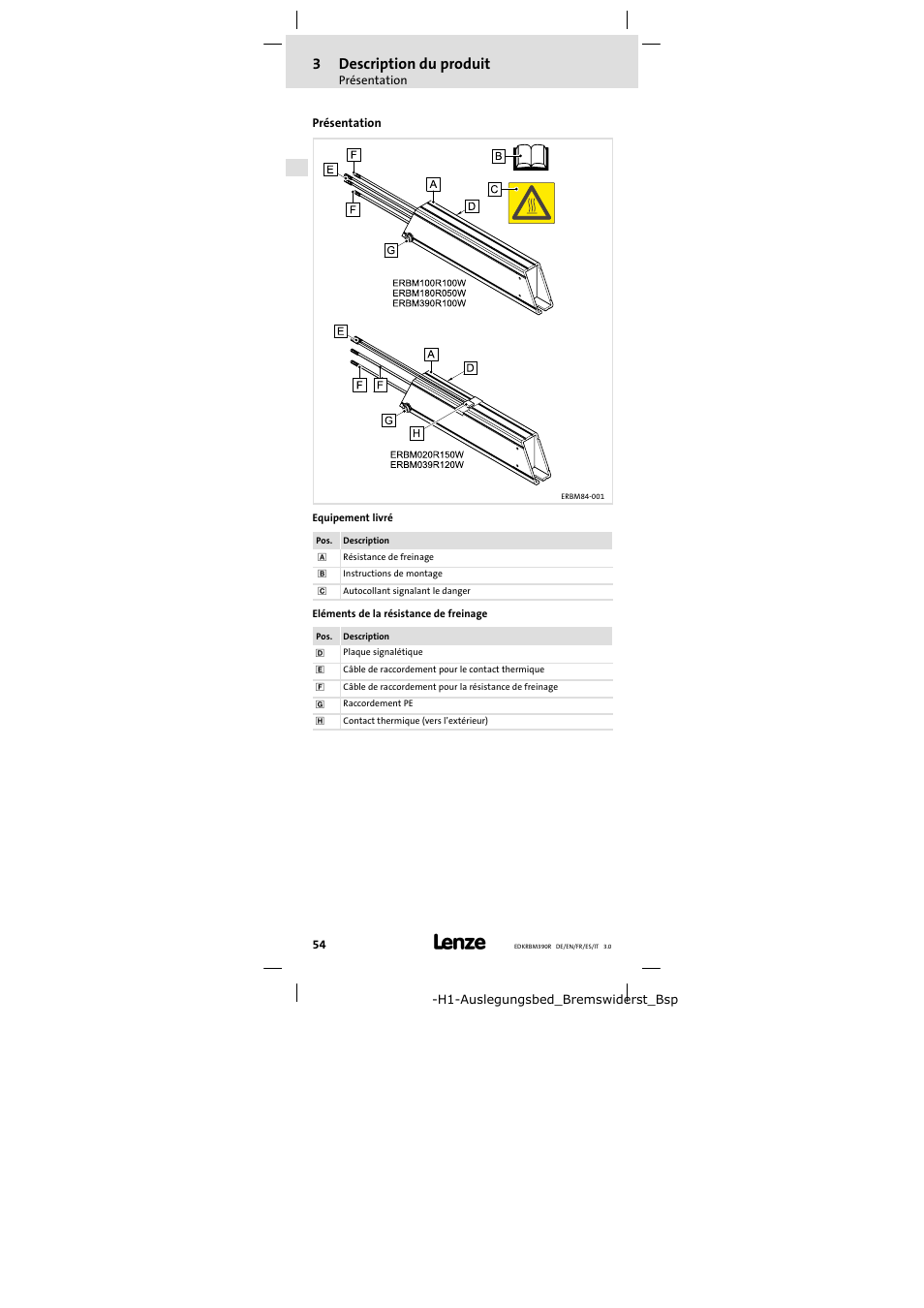 3 description du produit, Présentation, Description du produit | 3description du produit | Lenze ERBMxxxRxxxW User Manual | Page 54 / 108