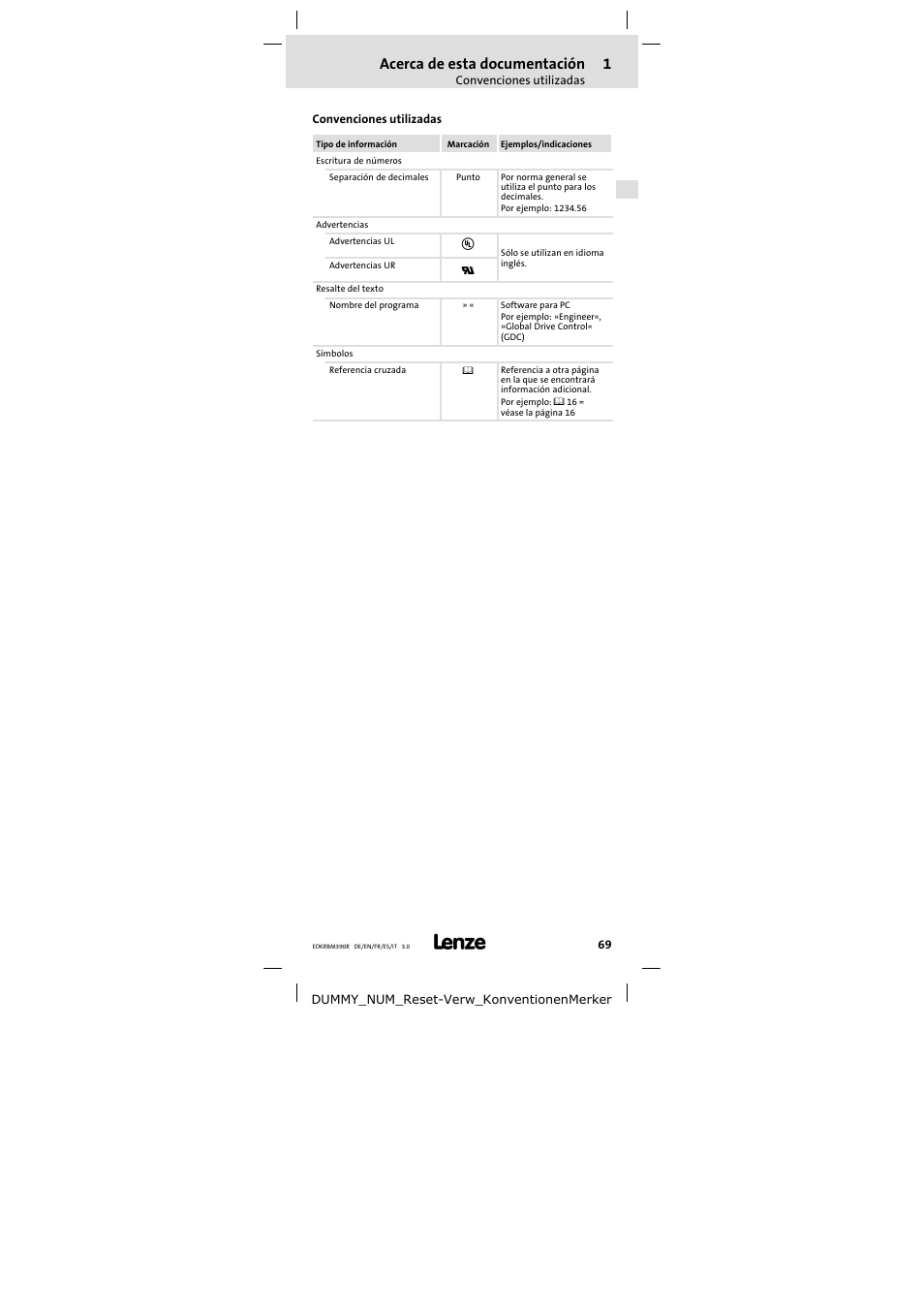 Convenciones utilizadas, Acerca de esta documentación | Lenze ERBMxxxRxxxW User Manual | Page 69 / 108