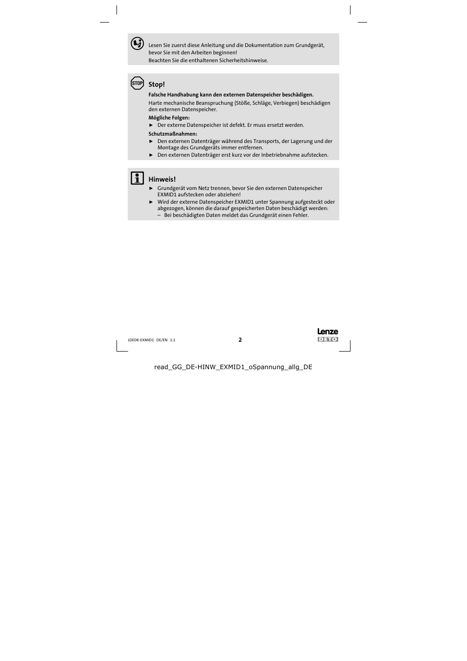 Lenze EXMID1 User Manual | Page 2 / 4