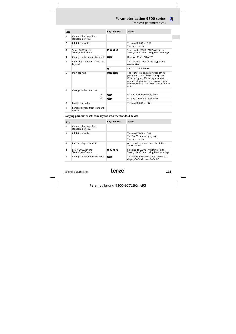 Parameterisation 9300 series | Lenze EMZ9371BC User Manual | Page 111 / 182