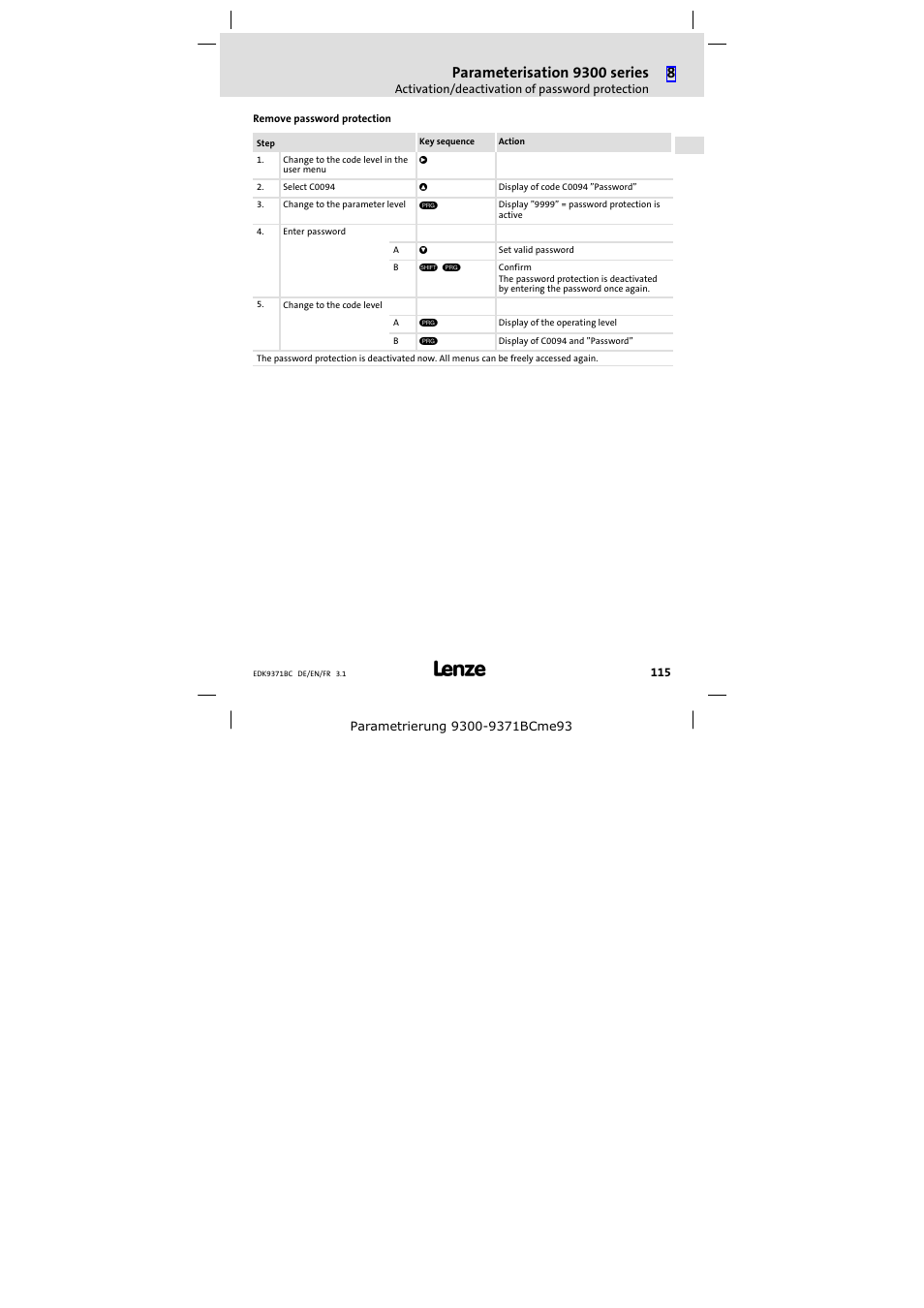 Parameterisation 9300 series | Lenze EMZ9371BC User Manual | Page 115 / 182