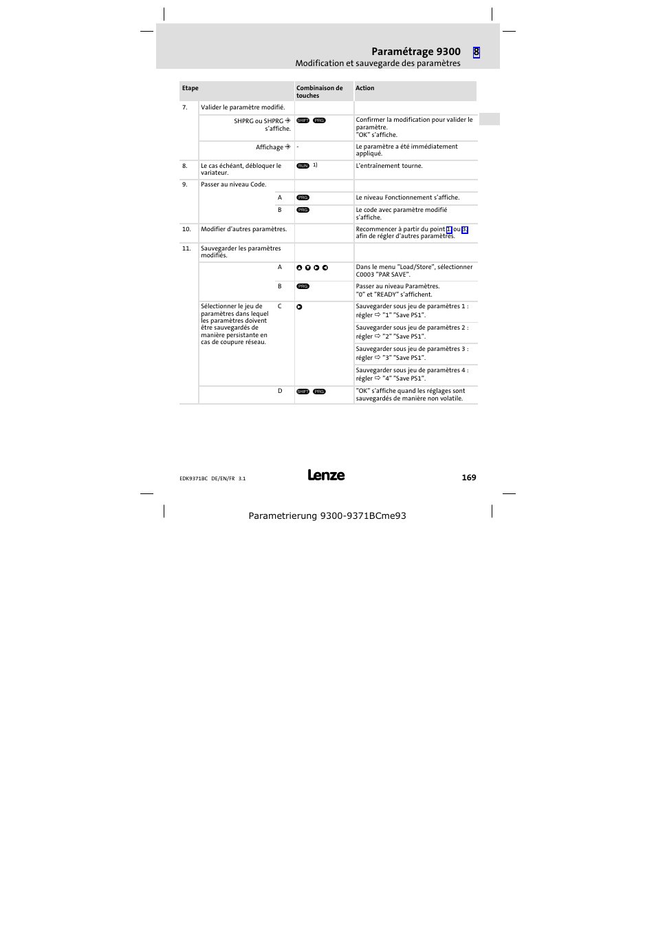 Paramétrage 9300 | Lenze EMZ9371BC User Manual | Page 169 / 182
