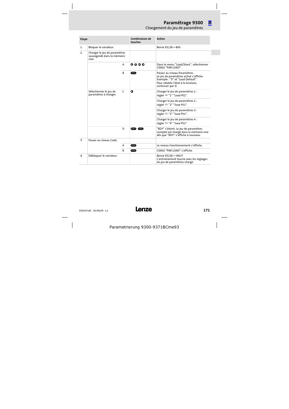 Paramétrage 9300 | Lenze EMZ9371BC User Manual | Page 171 / 182