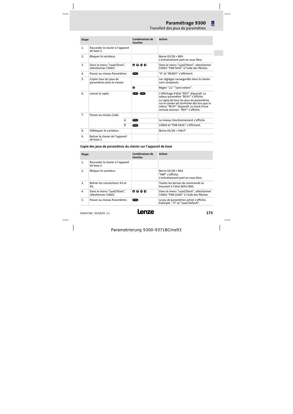 Paramétrage 9300 | Lenze EMZ9371BC User Manual | Page 173 / 182