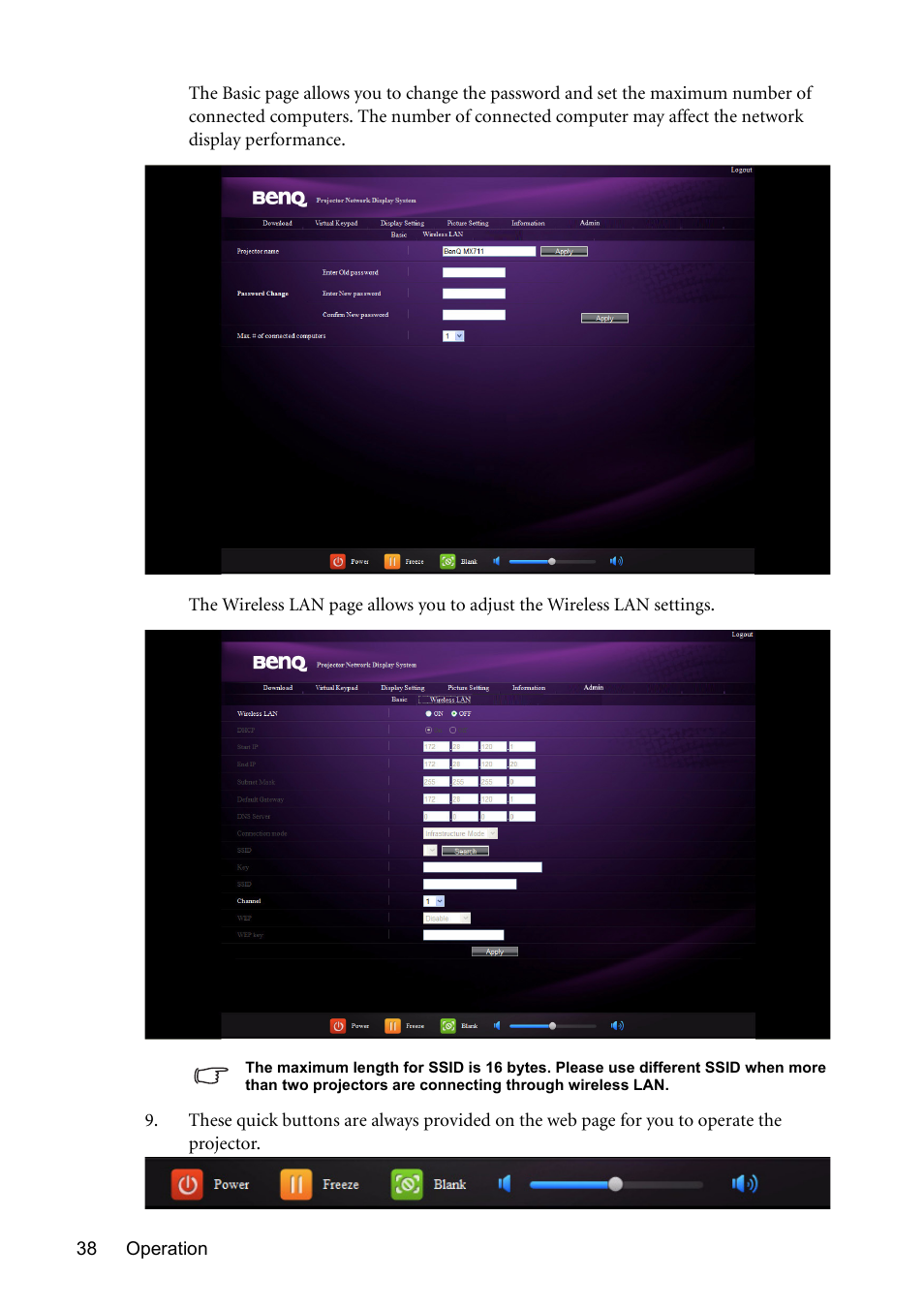 BenQ Digital Projector MS612ST User Manual | Page 38 / 68