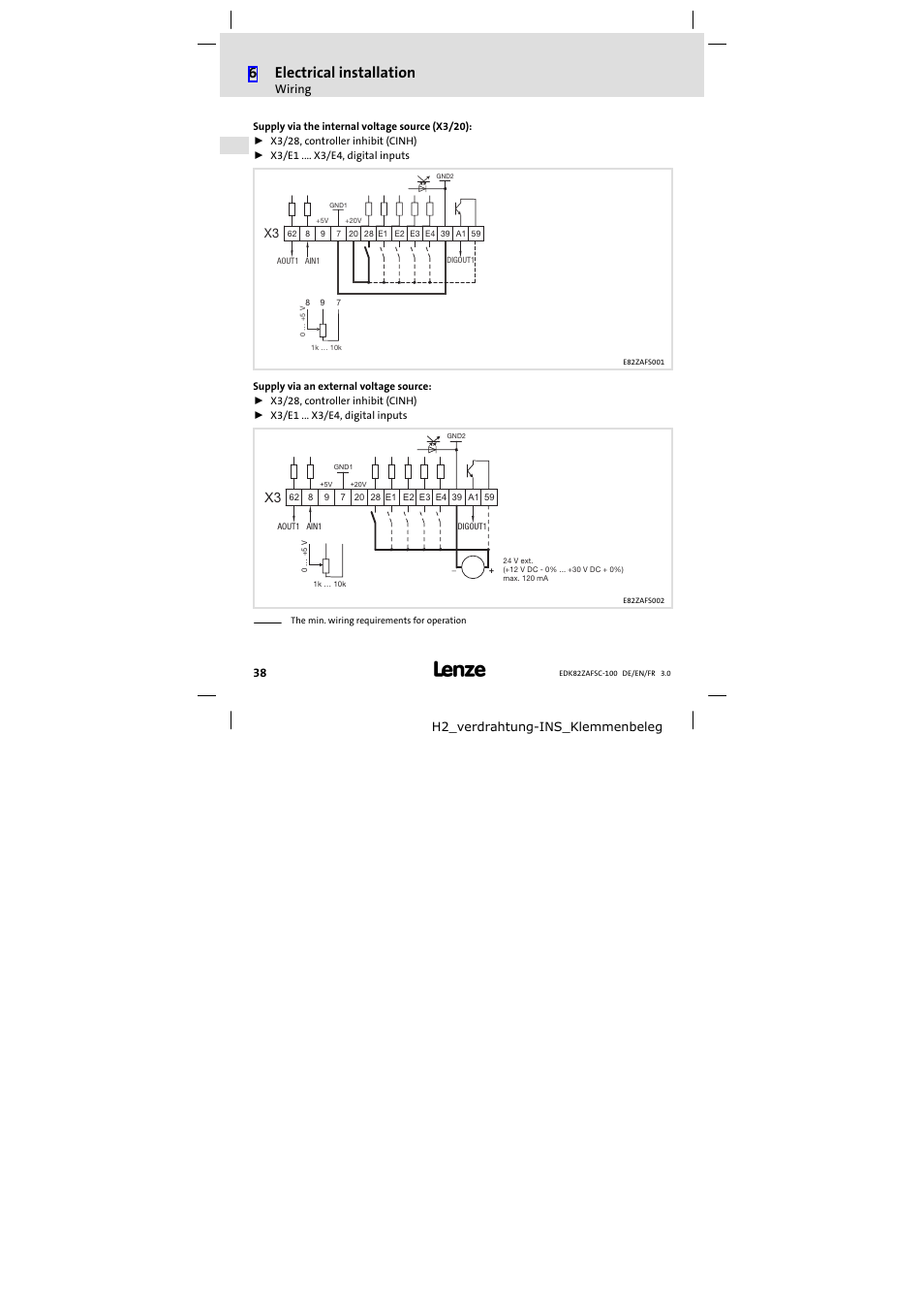 6electrical installation | Lenze E82ZAFSC100 User Manual | Page 38 / 66