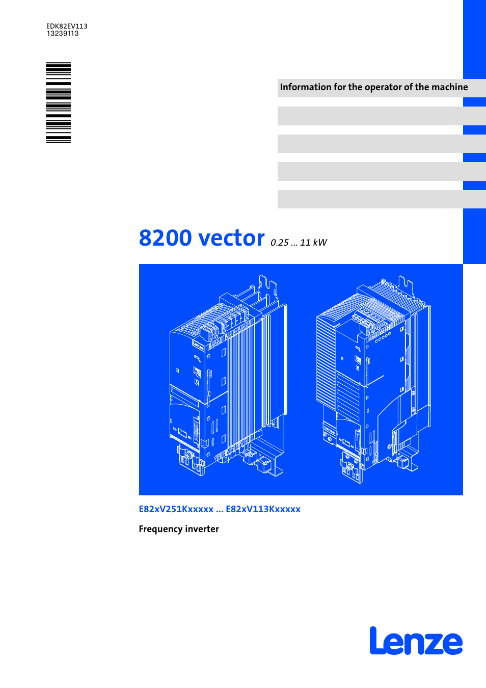 Lenze E82xV113Kxxxxx User Manual | 25 pages