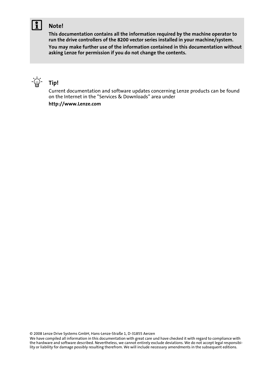 Note | Lenze E82xV113Kxxxxx User Manual | Page 3 / 25