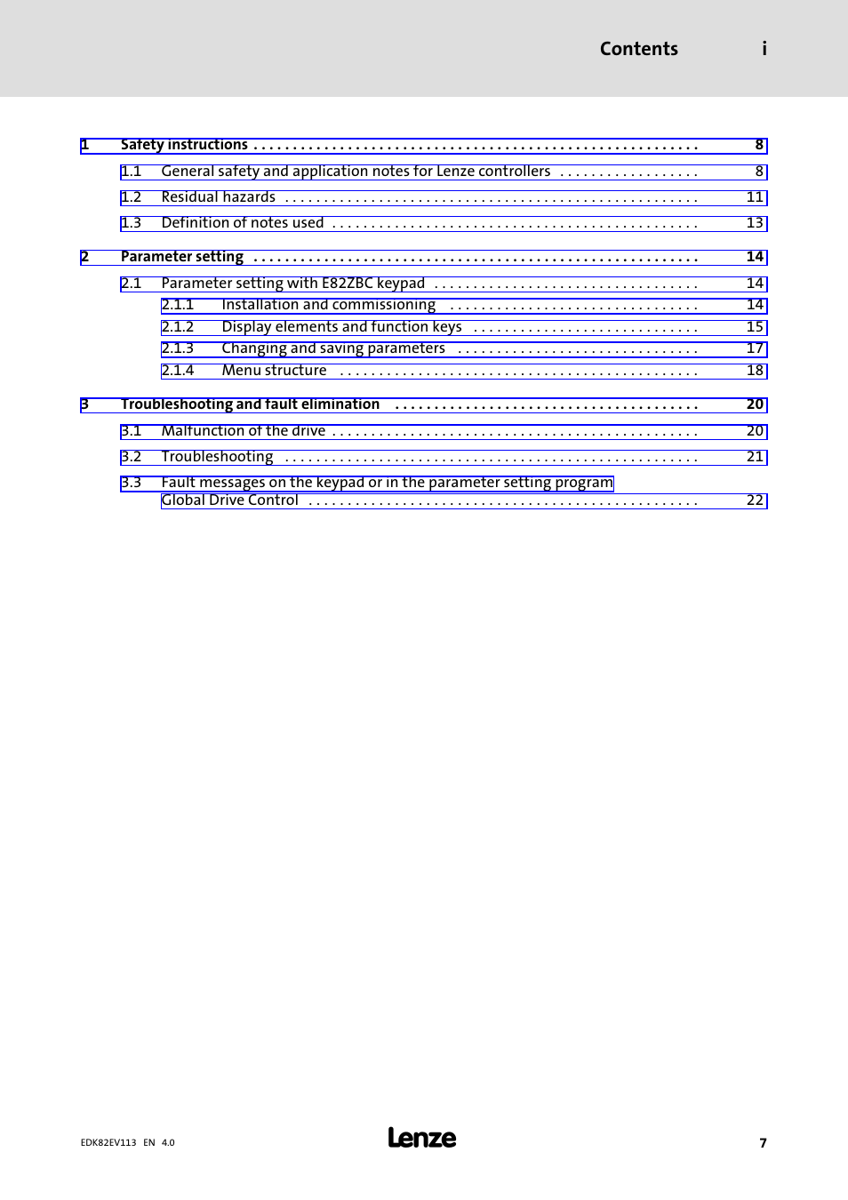 Lenze E82xV113Kxxxxx User Manual | Page 7 / 25