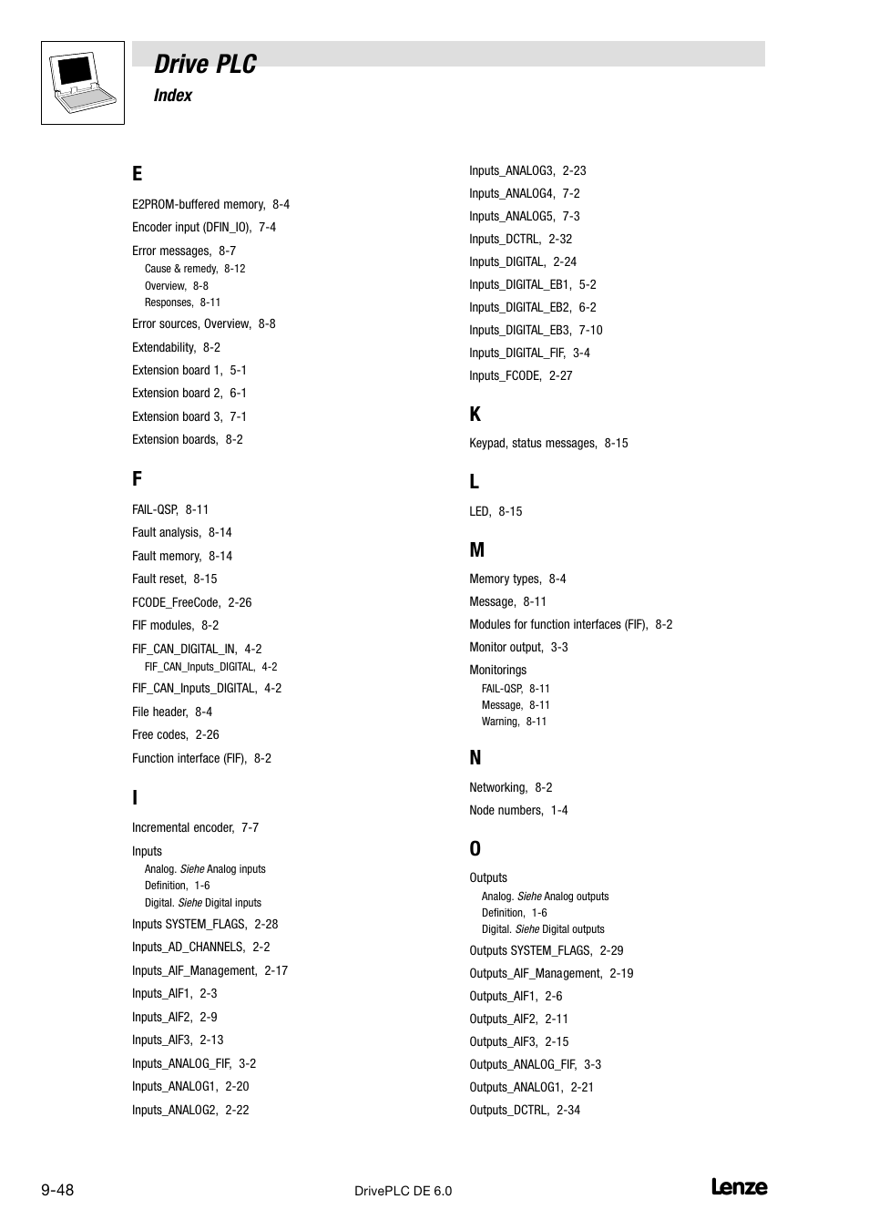 Drive plc, Index | Lenze Global Drive PLC Developer Studio User Manual | Page 128 / 129