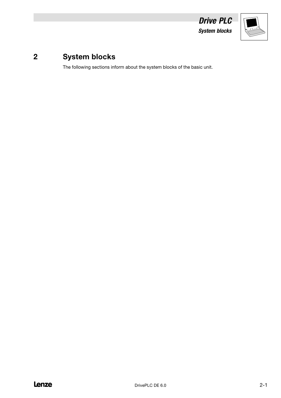 2 system blocks, Drive plc, 2system blocks | Lenze Global Drive PLC Developer Studio User Manual | Page 15 / 129