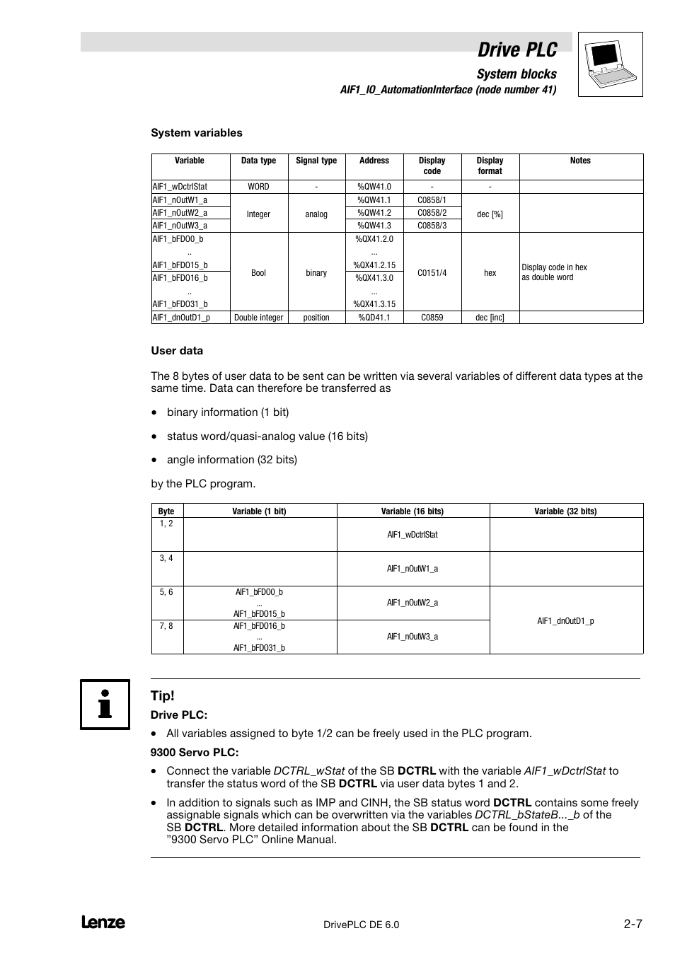 Drive plc, System blocks | Lenze Global Drive PLC Developer Studio User Manual | Page 21 / 129