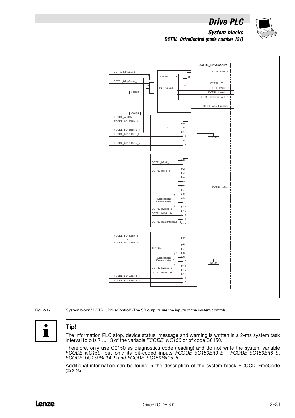 Drive plc, System blocks, Driveplc de 6.0 | Lenze Global Drive PLC Developer Studio User Manual | Page 45 / 129