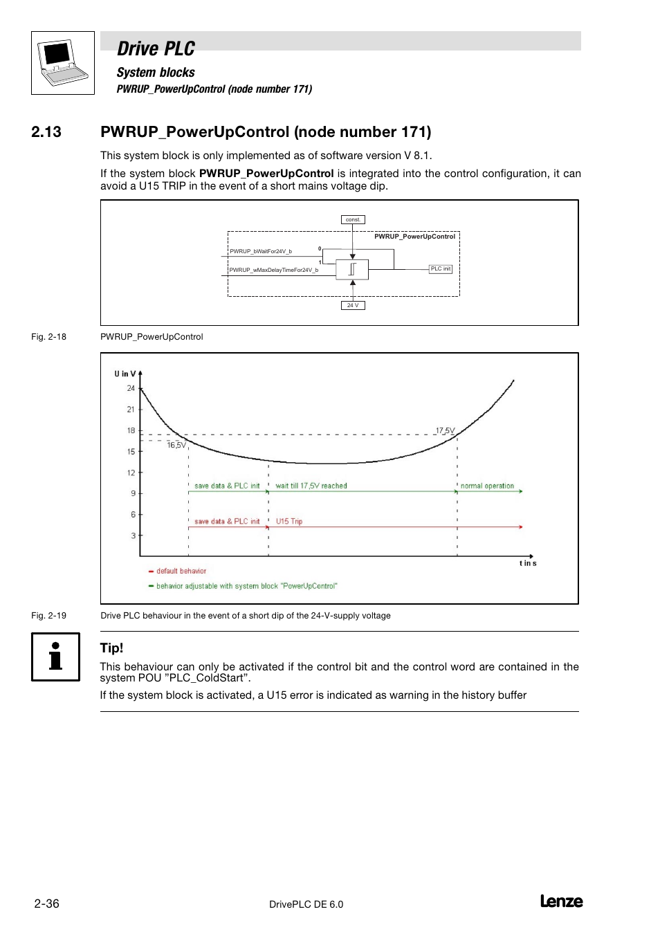 Pwrup_powerupcontrol (node number 171), 13 pwrup_powerupcontrol (node number 171), Drive plc | System blocks | Lenze Global Drive PLC Developer Studio User Manual | Page 50 / 129