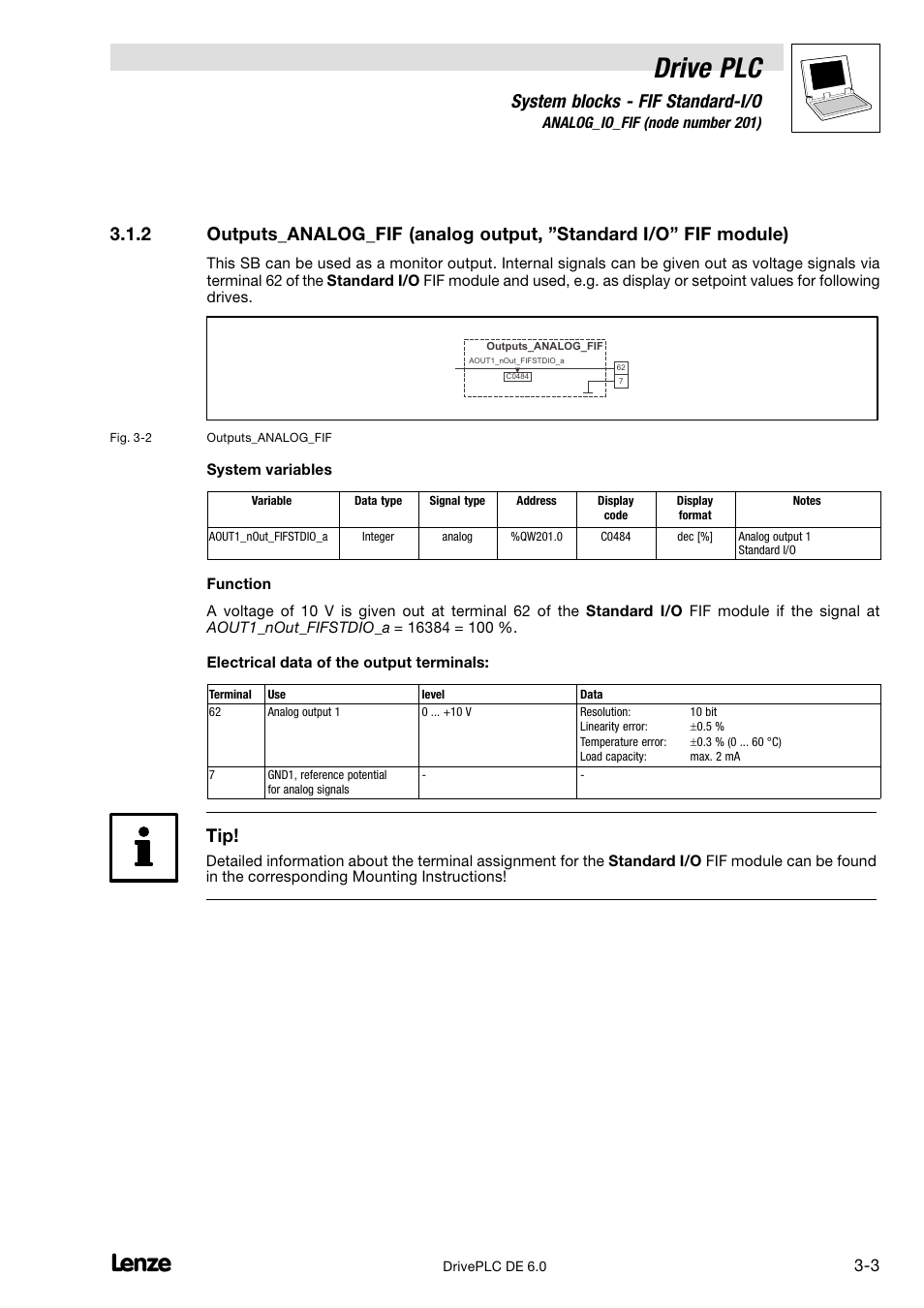 Drive plc, System blocks − fif standard−i/o | Lenze Global Drive PLC Developer Studio User Manual | Page 55 / 129